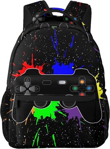 Video Game Joystick Splash Cool Backpack For School Laptop Bags Bookbag Big Casual Daypack For Student Girls Boys Kids Teens Travel Sports Work in Saudi Arabia