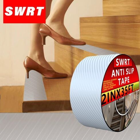 SWRT Transparent Anti Slip Traction Tape, 2 Inch x 35 FT Non-Abrasive Grip Tape Waterproof for Indoor & Outdoor, Heavy Duty Non-Slip Grip Tape, Anti-Slip Tape No Residue for Stairs, Bathroom in Saudi Arabia