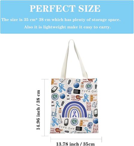 Blue Ribbon T1D Warrior Gift Type 1 Diabetes Awareness Month Gift Diabetic Supply Bag Diabetic Medical Tote Bag in Saudi Arabia