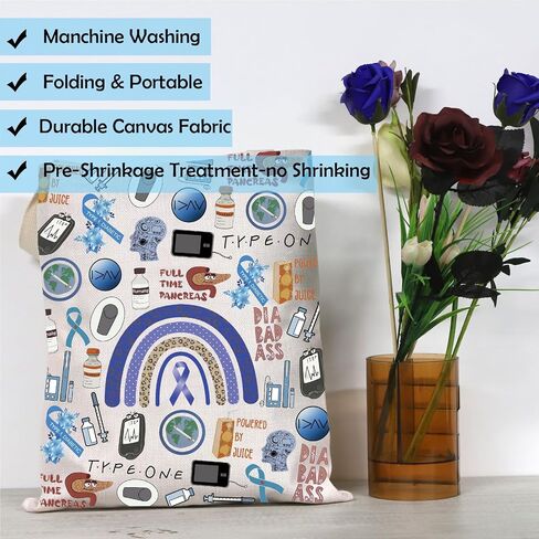 Blue Ribbon T1D Warrior Gift Type 1 Diabetes Awareness Month Gift Diabetic Supply Bag Diabetic Medical Tote Bag in Saudi Arabia