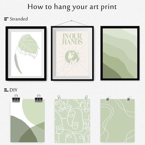 Algasan حكيم الأخضر جدار الفن يطبع مجردة جدار الفن ملصق الحد الأدنى ورقة الأرض خط الفن بوهو معرض جدار يطبع ديكور لغرفة النوم غرفة المعيشة (8x10 بوصة، غير المؤطرة) in Kuwait