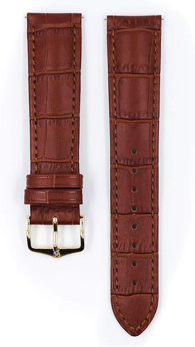 Alligator Grain Genuine Calf Leather Watch Band - Choose Size (12-24mm) & Color (Beige, Black, Brown, Blue, Burgundy, Grey, Red, White) - Comfortable & Premium Quick Release Strap - HIRSCH "Duke" in Saudi Arabia