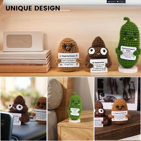 LovesTown Handmade Crochet Poo Toy, Emotional Support Gift Crochet Inspirational Gifts Funny Positive Doll for Friends Office Home in Saudi Arabia