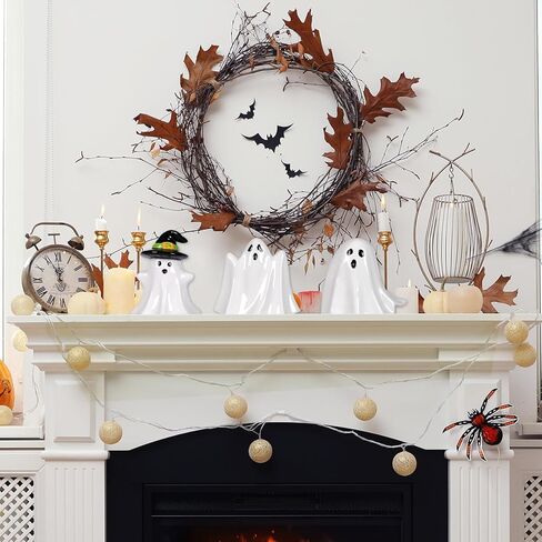 6 قطع من السيراميك لتزيين شبح الهالوين، تماثيل شبح لطيفة، ديكور الهالوين الأبيض للحفلات، غرفة المنزل، صينية الإطارات، ديكورات سطح الطاولة in Kuwait