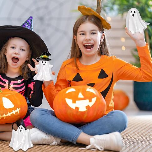 6 قطع من السيراميك لتزيين شبح الهالوين، تماثيل شبح لطيفة، ديكور الهالوين الأبيض للحفلات، غرفة المنزل، صينية الإطارات، ديكورات سطح الطاولة in Kuwait