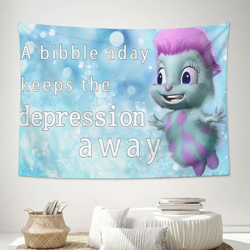 Wicwuu Bibble Meme Tapestry Funny Bibble Happiness Tapestries Wall Hanging Decor Cute Poster Flag Banner for College Dorm Bedroom Apartment Living Room Birthday Party Decorations 40"x24"(100cmx60cm) in Saudi Arabia