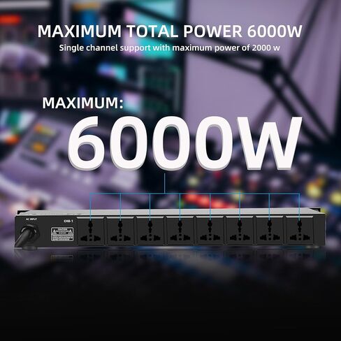 مكيف الطاقة 10 منافذ، شريط طاقة مثبت على حامل 20 أمبير لمعدات الصوت، منظم تحكم رقمي لإمداد الطاقة بقدرة 2000 واط مع 8 مفاتيح مستقلة لعرض الجهد الكهربائي in Kuwait