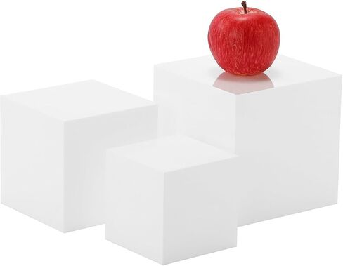Sets of 3 Acrylic Catering Supplies Display Stand Buffet Risers for food,Displays Stands for party,dessert table display set,retail counter,Nesting Risers with Hollow Bottoms (Glossy White, XL) in Saudi Arabia