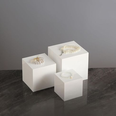 Sets of 3 Acrylic Catering Supplies Display Stand Buffet Risers for food,Displays Stands for party,dessert table display set,retail counter,Nesting Risers with Hollow Bottoms (Glossy White, XL) in Saudi Arabia
