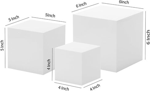 Sets of 3 Acrylic Catering Supplies Display Stand Buffet Risers for food,Displays Stands for party,dessert table display set,retail counter,Nesting Risers with Hollow Bottoms (Glossy White, XL) in Saudi Arabia