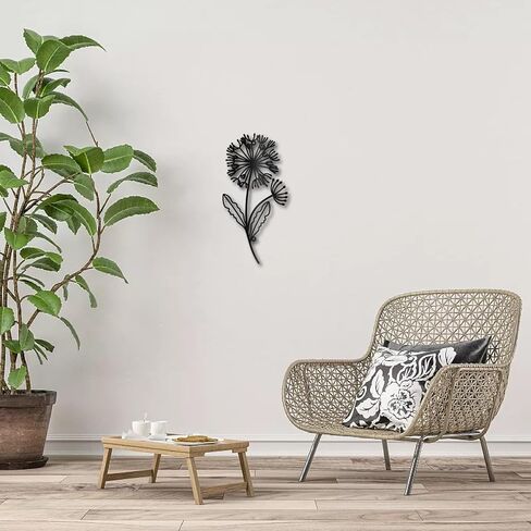 CREATCABIN Dandelion Metal Wall Art Iron Flower Wall Decor Hanging Black Hollow Out Symmetry Silhouette Ornament Iron Sign for Yoga Studio Indoor Outdoor Home Office Decoration Gift Black 11.8x6Inch in Saudi Arabia
