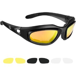 KEMIMOTO Motorcycle Goggles for Men,Polarized Motorcycle Riding Glasses with 4 Pair Windproof Lens for Moto, Boating, Fishing, Cycling
