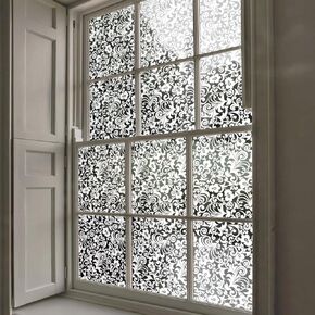 Pure White Stained Glass Window Film, Transparent Removable Static Cling Glass Decals Decor for Home，Double-Sided Stained Window Sticker Baroque Leaves 78.74"x22.83"