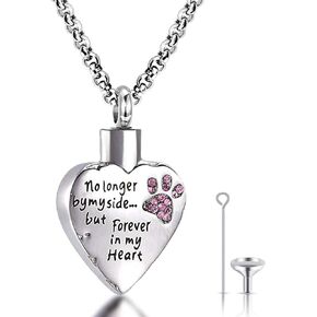Urn Necklaces for Ashes Love Heart Blue Crystal Cremation Jewelry Keepsake Holder Memorial Necklace Pendant