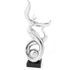 Deco 79 Ceramic People Decorative Sculpture Dancing Home Decor Statue, Accent Figurine 10" x 5" x 25", Silver