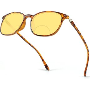 mincl Night Vision Glasses Anti-glare Bifocal Driving Reading Sunglasses Round Presbyopia Night Glasses for Women&Men