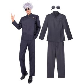 C-ZOFEK US Size Satoru Cosplay Costume Men's Uniform Jacket Pants with Glasses
