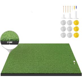 LIBERRWAY Golf Mat Thicken Golf Hitting Mat, 5x4ft Golf Mats Practice Outdoor/Indoor Golf Turf Training Aid Equipment Golf Grass Pad for Home Backyard Garage Swing Driving Chipping, with 9 Golf Balls