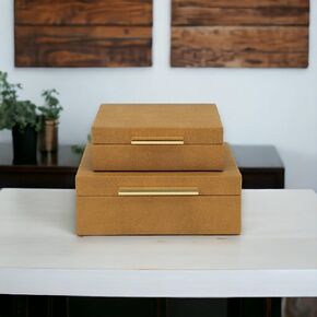 Cheungs Lusan Camel Brown Shagreen Boxes