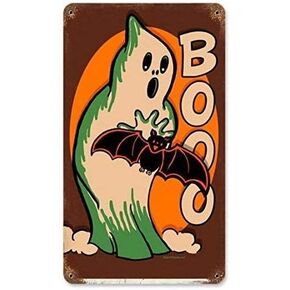 Vincenicy Metal Sign Great Aluminum Tin Sign Vintage Halloween Pumpkin Jack O Lantern Man Cave. 8 X 12 Inch