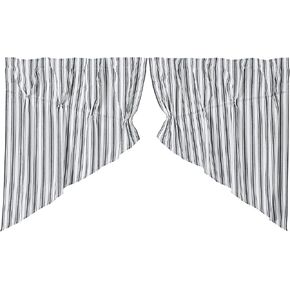 VHC Brands, Sawyer Mill Ticking Stripe Prairie Swag, Black, 36x36x18, Set of 2