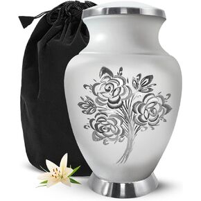 Rose Cremation Urn for Human Ashes - Handcrafted Rose Urn for Ashes Men & Women - Honor Your Loved One with Decorative Memorial Urn - Burial Urn for Male & Female (Lavender, Large)