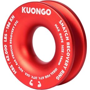 Snatch Recovery Ring, Winch Snatch Block 45000 lbs Pulley for ATV UTV SUV Truck Off-Road Vehicle Towing Rope Soft Shackle Recovery (Orange)