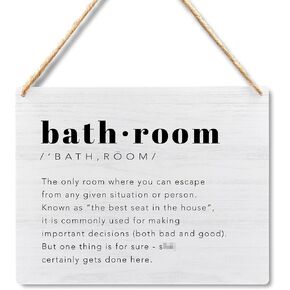 Wall Pediments Funny Bathroom Signs,Bathroom Sign,Bathroom Signs Wall Decor,Bathroom Hanging Sign for Bathroom Restroom Wall Decor,10x8 Inches
