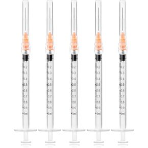 100 Pack 1ml Syringe with Luer Lock 25 Ga, 1.0 inch Lab Supplies, for Scientific Labs, Liquids Refilling and Dispensing