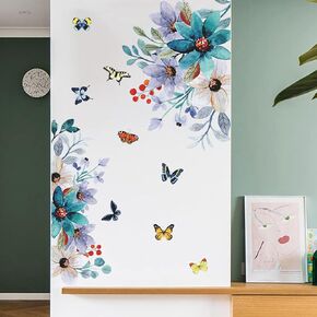 Flower Wall Decals Peel and Stick, Floral Wall Decals for Girls Bedroom, Flower Wall Stickers for Living Room Nursery Office Bathroom Kids Room Home Decor