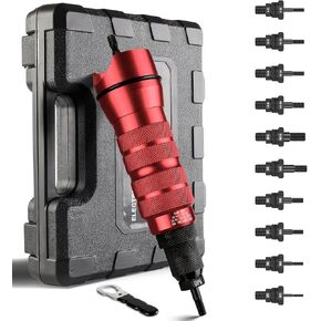 محول مسدس برشام كهربائي للمثقاب اللاسلكي، طقم محول مثقاب برشام بما في ذلك M3 M4 M5 M6 M8 M10 1/4-20 8-32 10-24 10-32، أداة صامولة برشام لاسلكية مع حقيبة حمل in Kuwait