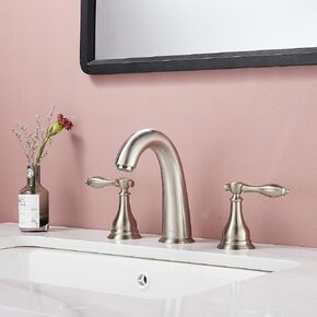 Widespread Bathroom Sink Faucets Brass 8 Inch Two Handle 3 Hole Vanity Bath Faucet, Brushed Nickel …