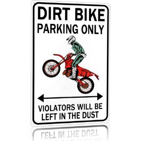 Dirt Bike Accessories Motorcross Gifts Funny Dirty Bike Parking Only Vintage Tin Sign for Man Cave Boy's Room Wall Decor 8x12 Inch (3064)