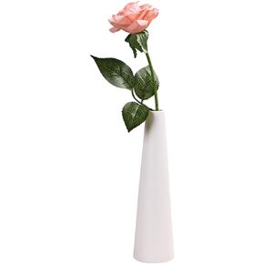 22CM / 8.7Inch Height Glass Flower Vase Desktop Minimalist White Ceramic Vase Home Office Decoration Unique Single Stem Vase for Home Wedding Christmas Decor