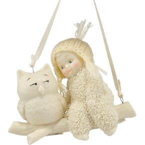 Department 56 Snowbabies Celebrations Wise Advice Owl Hanging Ornament, 2.6 Inch, White
