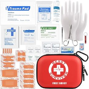 Waterproof First Aid Kit -Labeled Compartments Trauma Kits, Advanced Large Emergencies Medical Kits for Cars, Boats, Camping, Hurricanes and Outdoor Emergencies- 262 Piece Kit