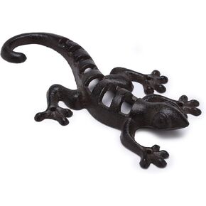 BRASSTAR Rustic Cast Iron Lizard Statue Home Outdoor Wall Art Decoration Wall Mount Antique Collectibles TQZDPT76