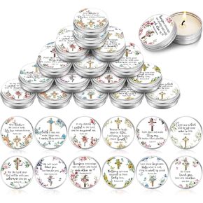 Threlaco 36 Set Bible Verse Scented Candle Tins with Lids Floral Christian Bible Gifts 1 oz Small Scripture Candle Favors for Women Bridal Shower Wedding Birthday Graduation Party Gifts, 6 Scents