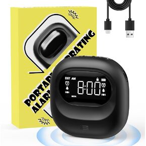 Roxicosly Vibrating Alarm Clock for Heavy Sleepers, Cordless Battery Operated Bed Shaker Clock Under Pillow for Deaf, Adjustable Vibration Intensity, USB-C Rechargeable