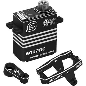GOUPRC All Metal Coreless Motor Servo 9kg High Torque Micro Servo with Servo Mount Bracket and Arm and for 1/18 TRX4M Servo RC Car Upgrade Parts (Black)