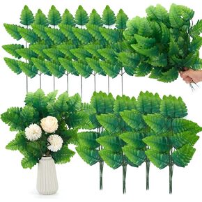 50Pcs Artificial Green Fern Leaf 15.7" Artificial Greenery Stems Fake Plants Leaves Faux Fern Plant for Home Office Farmhouse Wedding Décor
