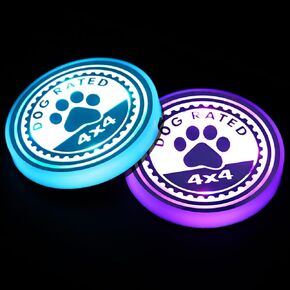 2 Pack LED Cup Holder Lights, Dog Paw Car Coaster with 7 Colors Changing USB Charging Mat, Luminescent Cup Pad Interior Atmosphere Lamp Decoration Light
