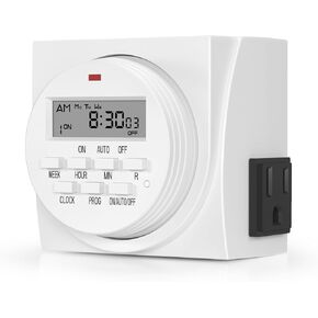 BN-LINK 7 Day Heavy Duty Digital Programmable Timer, FD60 U6, 115V, 60Hz, Dual Outlet, for Lamp Light Fan Security UL Listed(2 Pack)