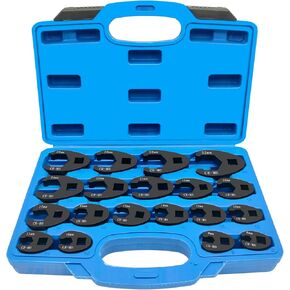 ZKTOOL 3/8" and 1/2" Drive Jumbo Crowfoot Flare Nut Wrench Set, 19PC Metric Tool 8 to 32 mm Sizes,Flare Nut Wrench set for 3/8in and 1/2in Drive Ratchet.