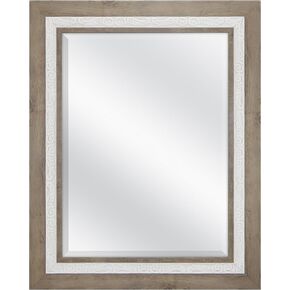 مرآة حائط مشطوفة مقاس 18 × 24 بوصة من MCS، حجم إجمالي 24.5 × 30.5 بوصة، خشب ريفي ولمسة نهائية بيضاء منقوشة in Kuwait