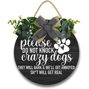 Go Away Hanging Wall Sign for Front Door Home Kitchen Decor Rustic Wooden Round Sign Wall Decoration for Kitchen Dining Room Living Room Bedroom Outdoor