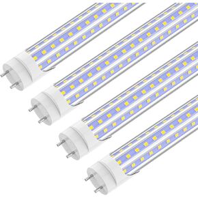 SHOPLED 4 Pack T8 LED Bulbs 4 Foot, 36W 4680LM 5000K Daylight White, Type B 4FT LED Bulbs, Fluorescent Tubes Replacement, D-Shaped, Ballast Bypass