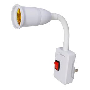 E27/E26 Plug in Light Bulb Socket Adapter Extender with On/Off Switch, Outlet to Socket Adapter Extension, White