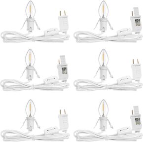 8Pcs Blow Mold Light Kit Replacement with C7 LED Bulb Village Lights, 6FT Blow Mold Cord with Turn ON OFF Switch and 2 Spare Fuses for Halloween Christmas Village House Craft Decorations and Salt Lamp