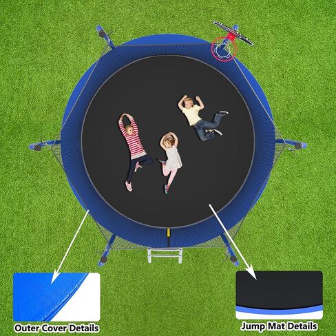 EMKK 15FT Tranpoline للأطفال والكبار، 1323LBS سعة الوزن Tranpoline مع طوق كرة السلة، شبكة الضميمة، الترامبولين الترفيهية الثقيلة في الفناء الخلفي، معتمدة من ASTM in Kuwait